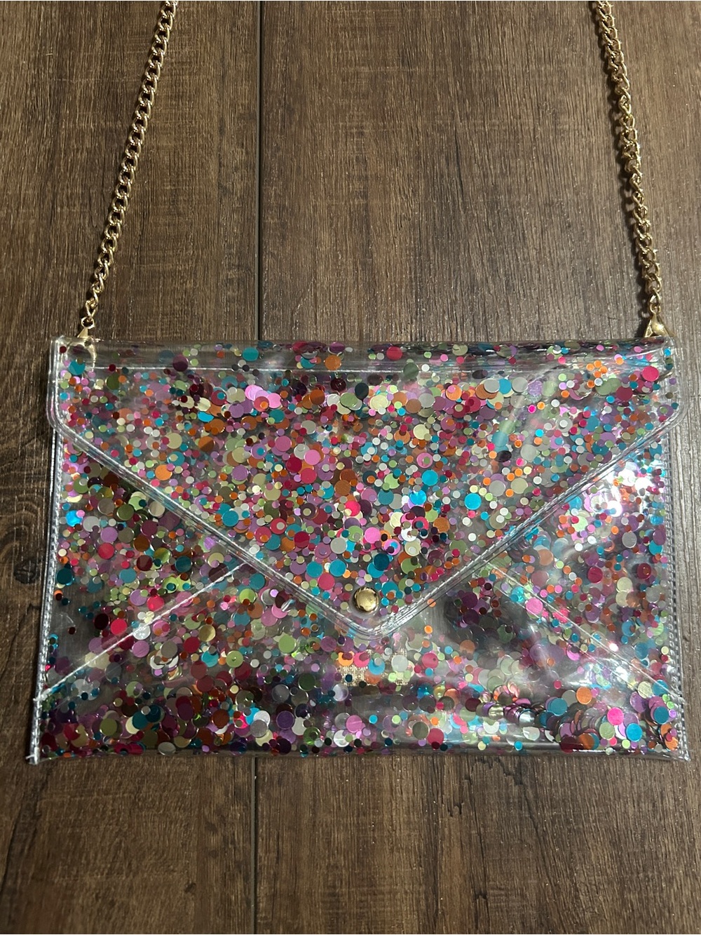 Packed Party Clear Confetti Envelope Crossbody Bag